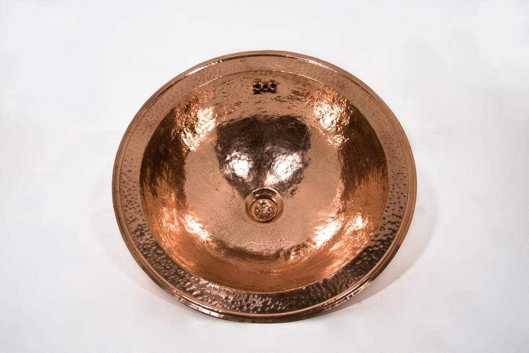 Sink copper round 50 antique