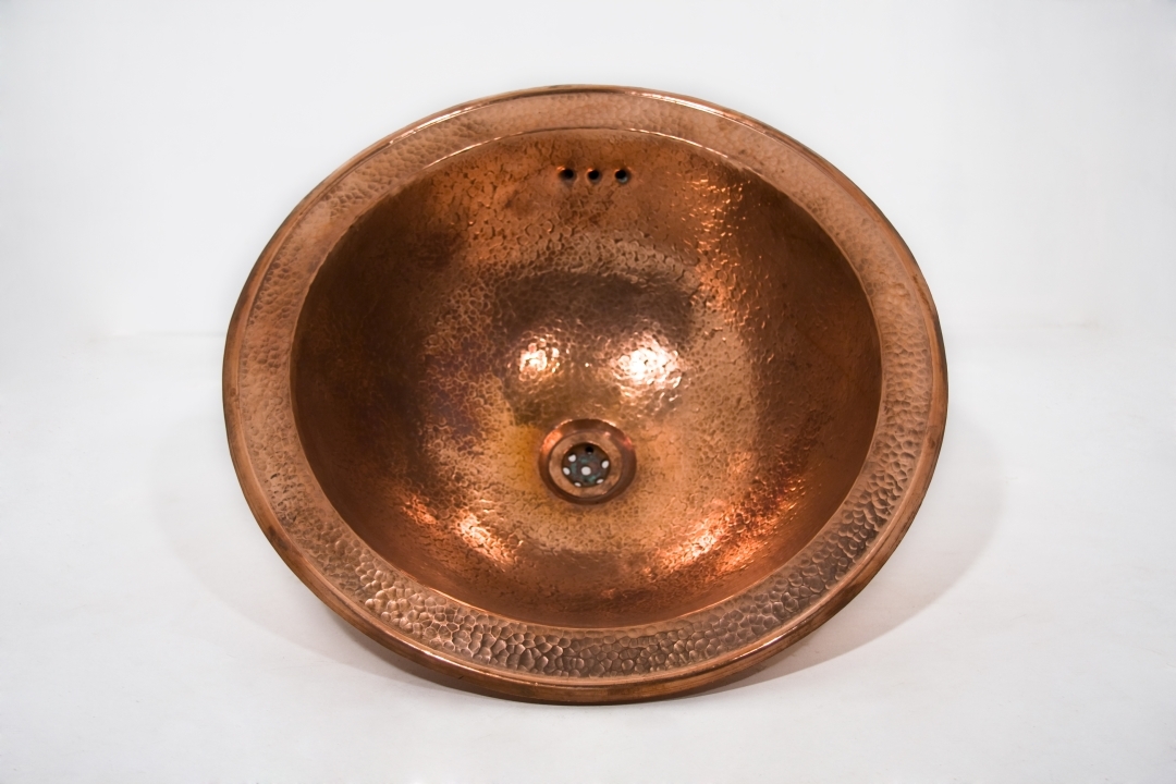Sink copper round 45 antique